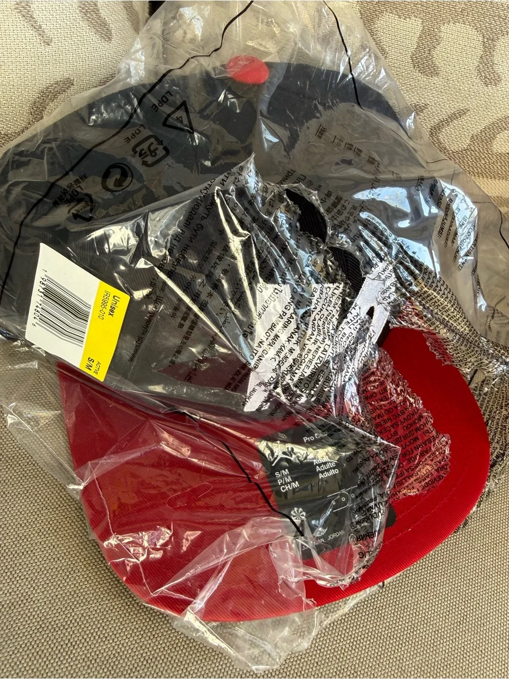 Jordan Black and Red Pro Cap with White NO Embroidery